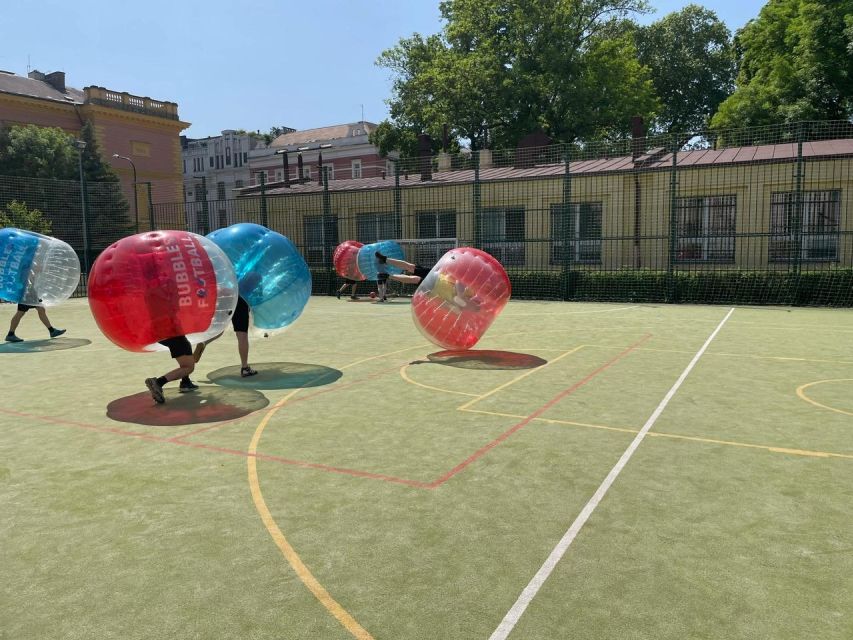Prague: Bubbles football in city centre of Prague - Bubble Balls and Knee Protection: The Safety Setup That Makes It Work