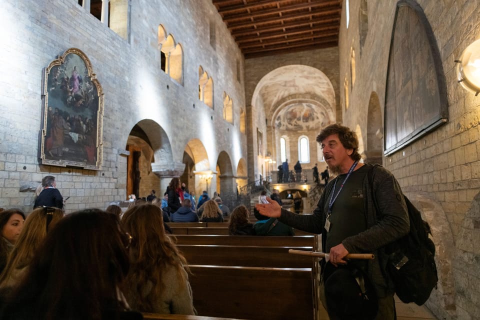 Prague Castle Interiors, Bus Tour and Vltava River Cruise - St. George’s Basilica: frescoes and St. Ludmila’s resting place