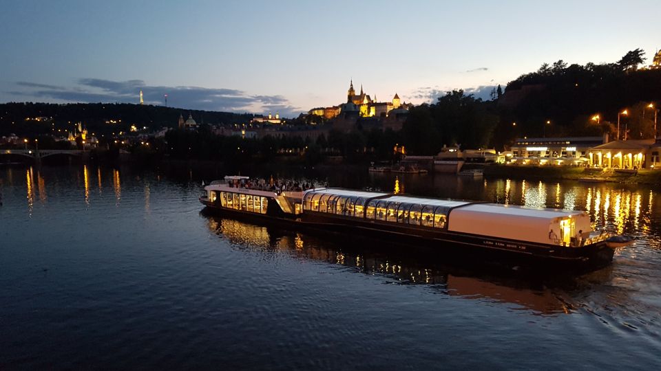 Prague: City Tour and Dinner Cruise with Hotel Pickup - Luxury Boat Dinner Cruise on the Vltava: Floodlit Sights, Open-Air Breeze, and Music