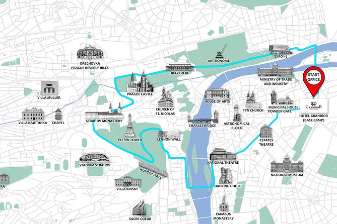 Prague Fat Tire or Regular Scooter City Tour - Stop 1: Grandior to Letná Park Views
