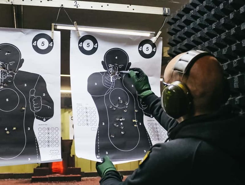 Prague: Shooting Range Experience with up to 10 Guns - The Four-Gun-Lane Setup and How the Session Likely Runs