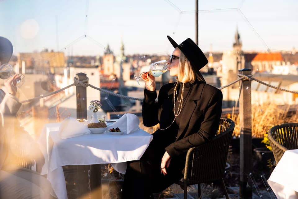 Prague: Sky Bar Aperitivo Menu with Drink & Panoramic Views - Service vibe and comfort details that matter on a rooftop