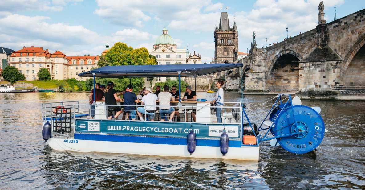 Prague: Swimming Beer Bike on A Cycle Boat - Drinks on board: Budvar beer versus Prosecco or cider